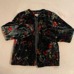 Loft velvet floral bomber jacket
